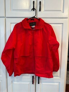Vintage Eddie Bauer Bright Red Lightweight Windbreaker Jacket. Size Medium